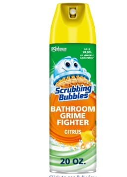 Scrubbing Bubbles Bathroom and Shower Cleaner Aerosol, Foaming Action Bathroom Grime Fighter, Citrus Scent, 20oz (Pack of 1)