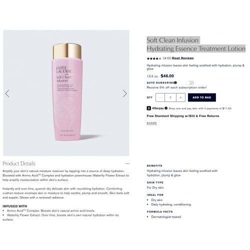 Soft Clean Infusion Hydrating Essence Treatment Lotion