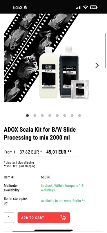 ADOX Scala Kit for BW Slide Processing to mix 2000 ml