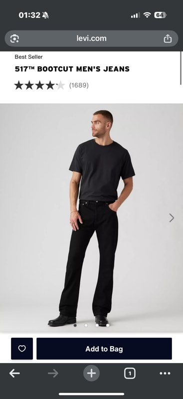 517  BOOTCUT MENS JEANS - black