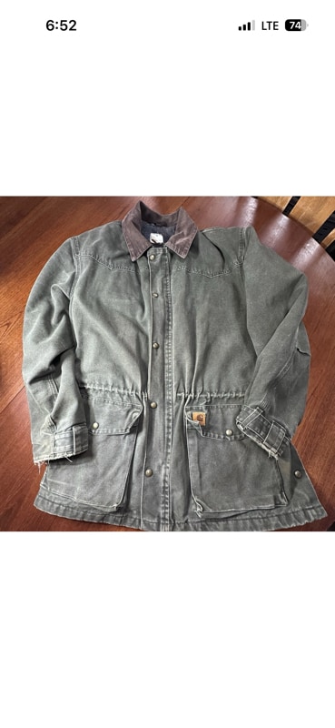 VTG Carhartt Jacket Mens XL Moss Green Blanket Lined C52 MOS Chore Coat Barn