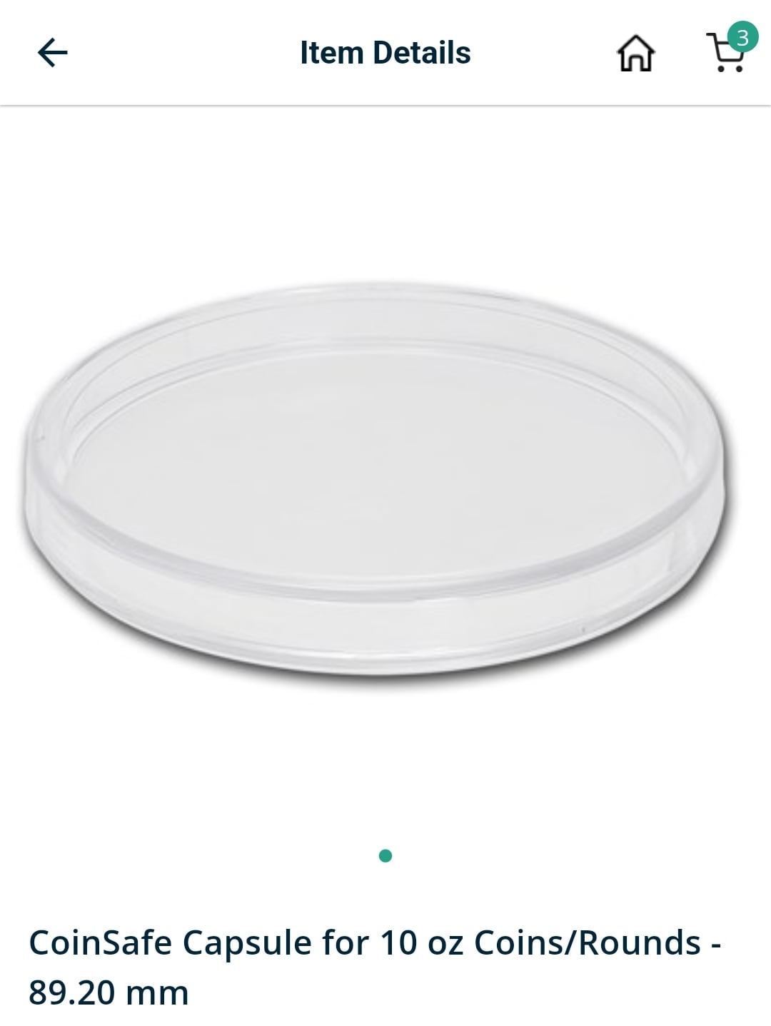 Silver Coin Plastic Capsule