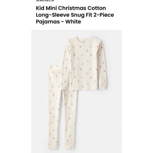 Kid Mini Christmas Cotton Long Sleeve Snug Fit 2Piece Pajamas