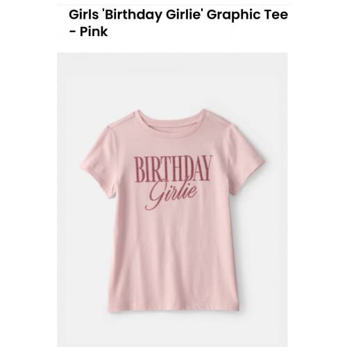 Girls Birthday Girlie Graphic Tee Pink
