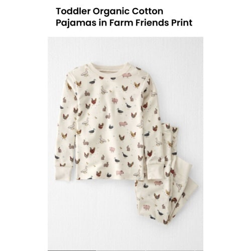 Toddler Organic Cotton Pajamas in Farm Friends Print