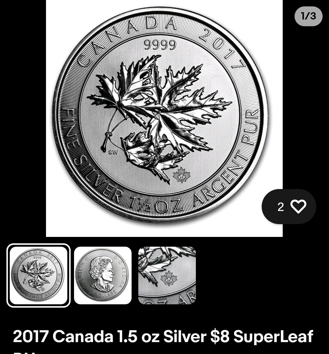 .999 Pure Silver Bullion Coin Super Leaf