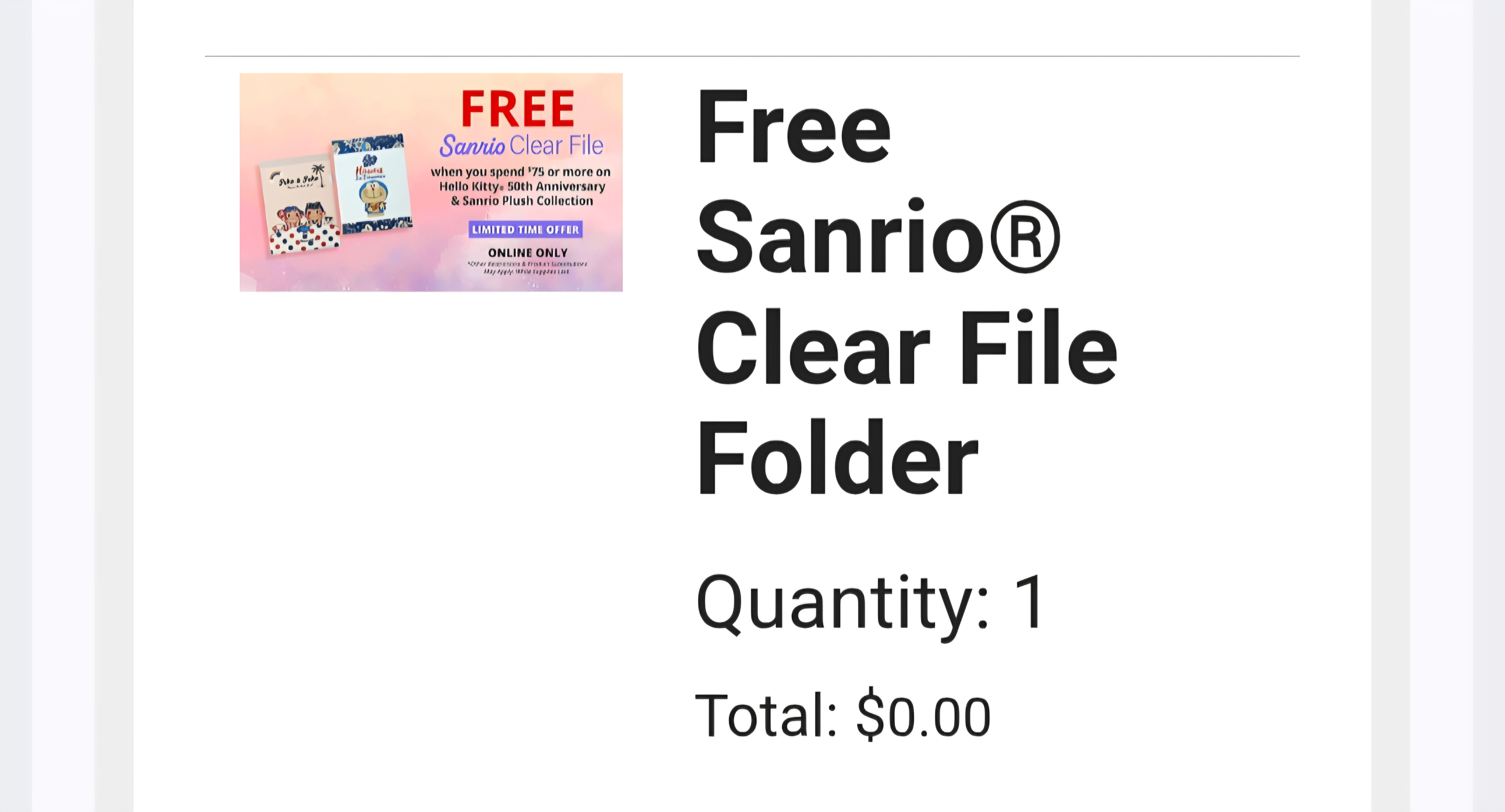 Free Sanrio® Clear File Folder