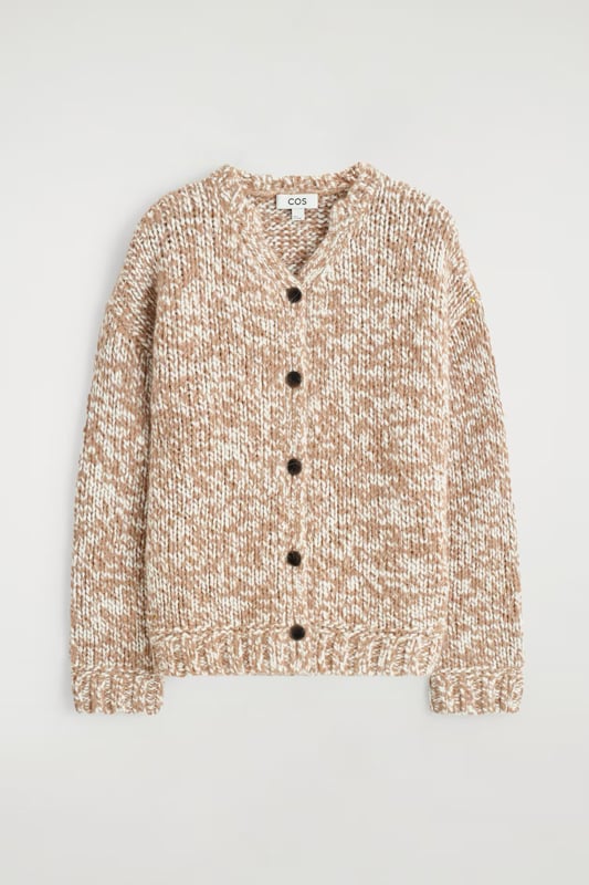 FLECKED CHUNKY WOOL-ALPACA CARDIGAN