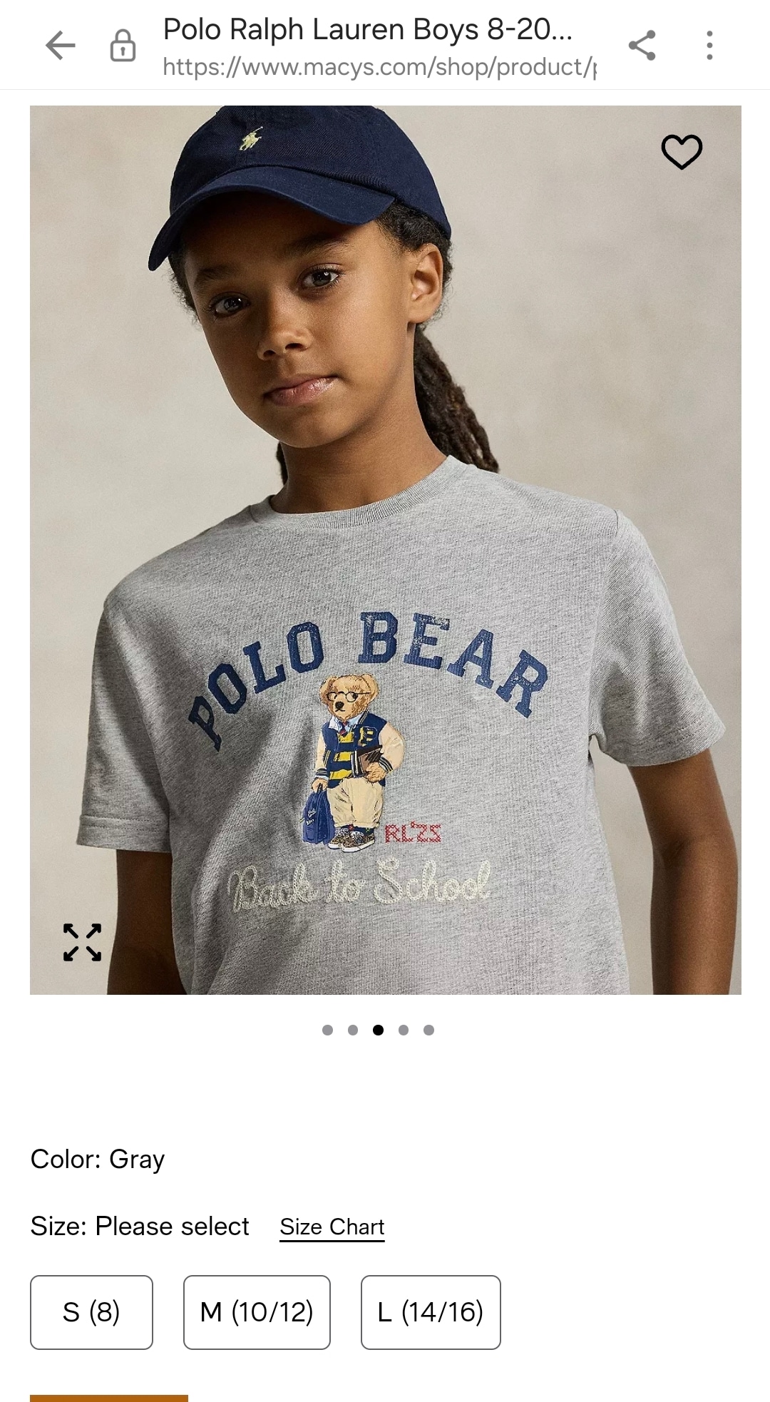 Polo Ralph Lauren Boys 8-20 Polo Bear Cotton Jersey Tee