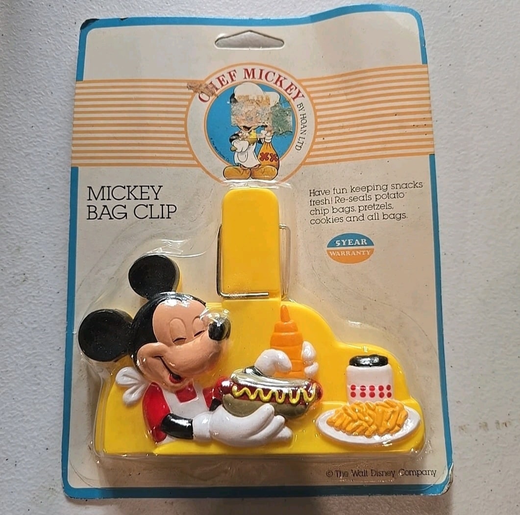 Vintage Chef Mickey Disney Mickey Mouse Bag Clip Chip Clip New HOAN Products