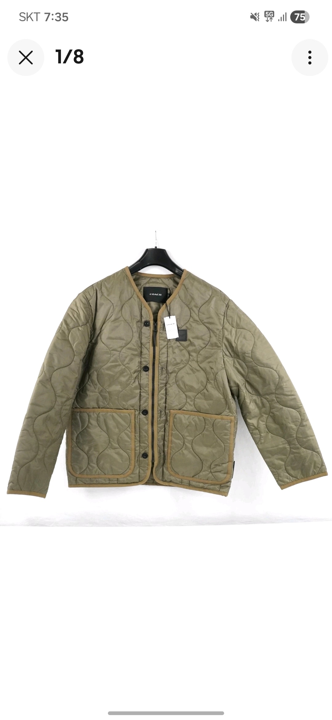 Coach Quilted Jacket In Recycled Polyester Military Green - Mens Size Medium