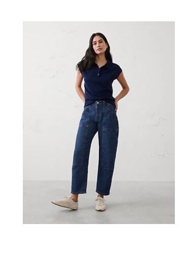 Barrel-Leg Mid-Rise Utility Jean