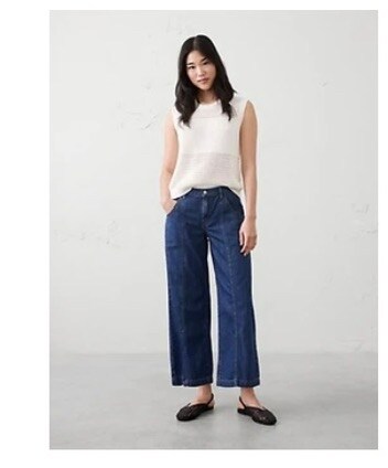Wide-Leg Mid-Rise Summer Weight Cropped Jean
