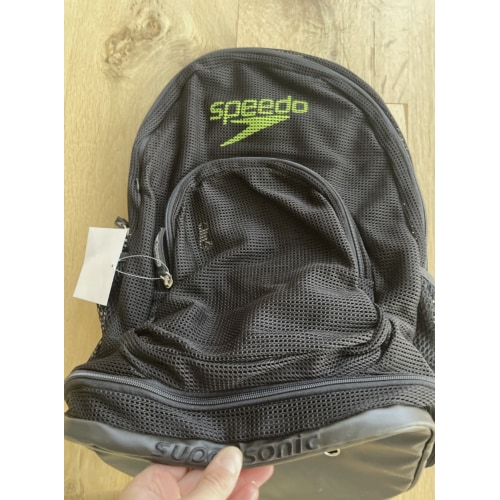 Speedo Super Sonic Backpack, 17x11.5x7.25 Black Mesh, NWT