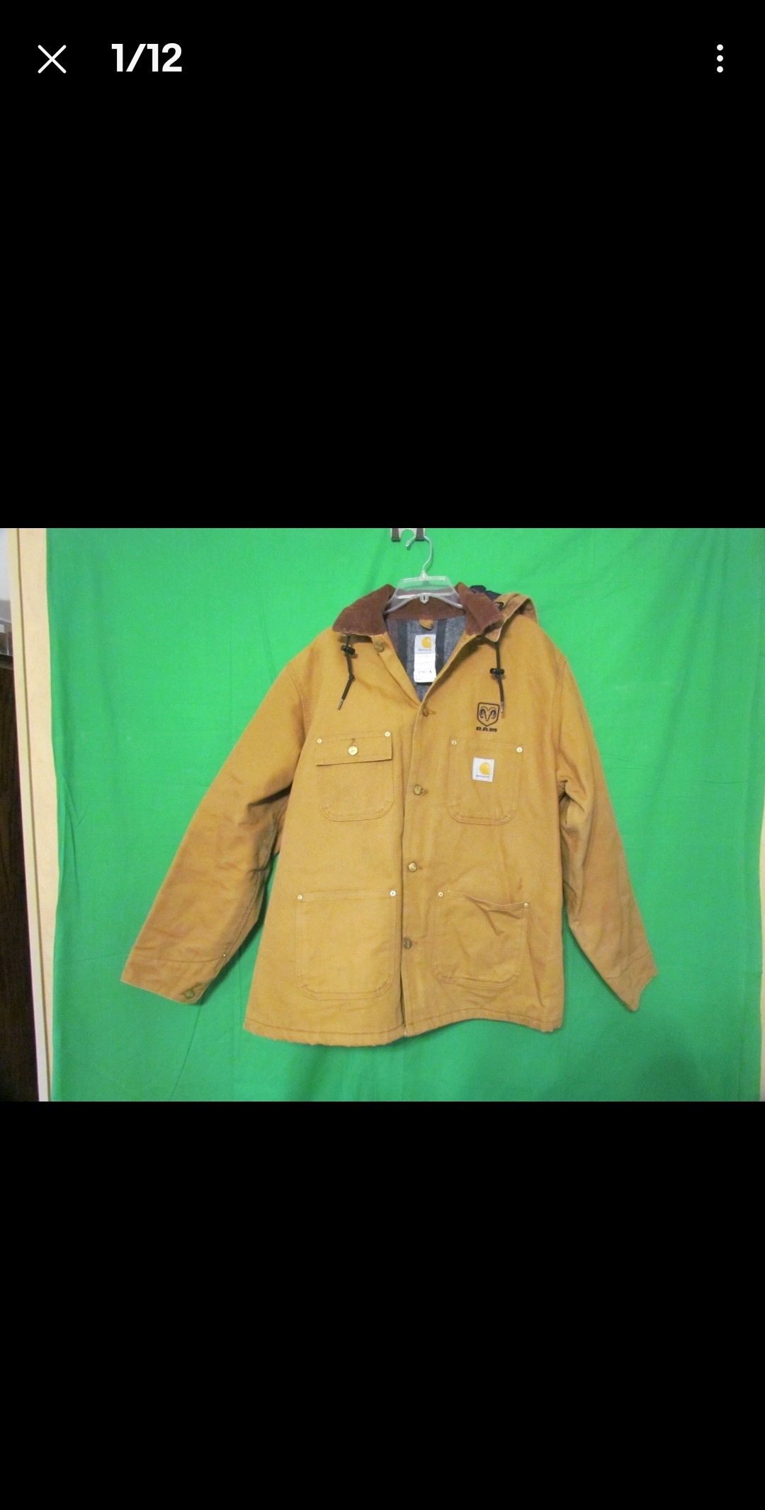 Carhartt C003-BRN Canvas Blanket Lined Jacket Mens Size L w/RAM Logo Excellent