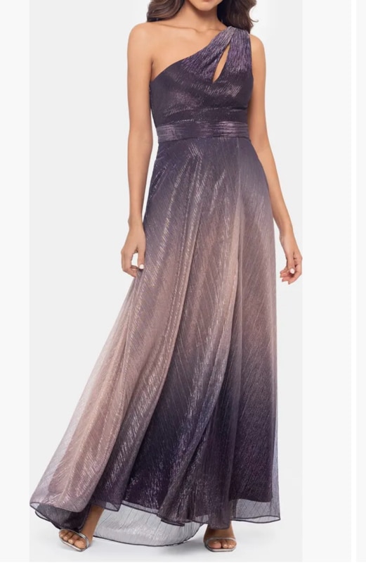 One-Shoulder Metallic Crinkle