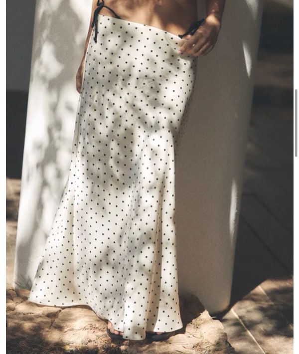 Dot satin midi skirt