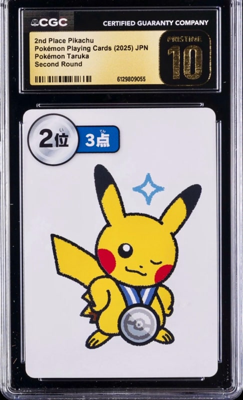 2025 POKEMON PLAYING CARDS POKEMON TARUKA JPN 2ND PLACE PIKACHU CGC 10 PRISTINE
