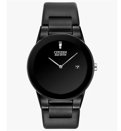 Eco-Drive Mens Axiom Black Leather Band 40mm Watch