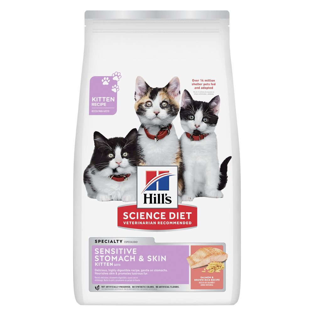 Kitten Sensitive Stomach and Skin Cat Food, Salmon and Brown Rice Recipe, Dry, 3.5 lb, 1 bag
