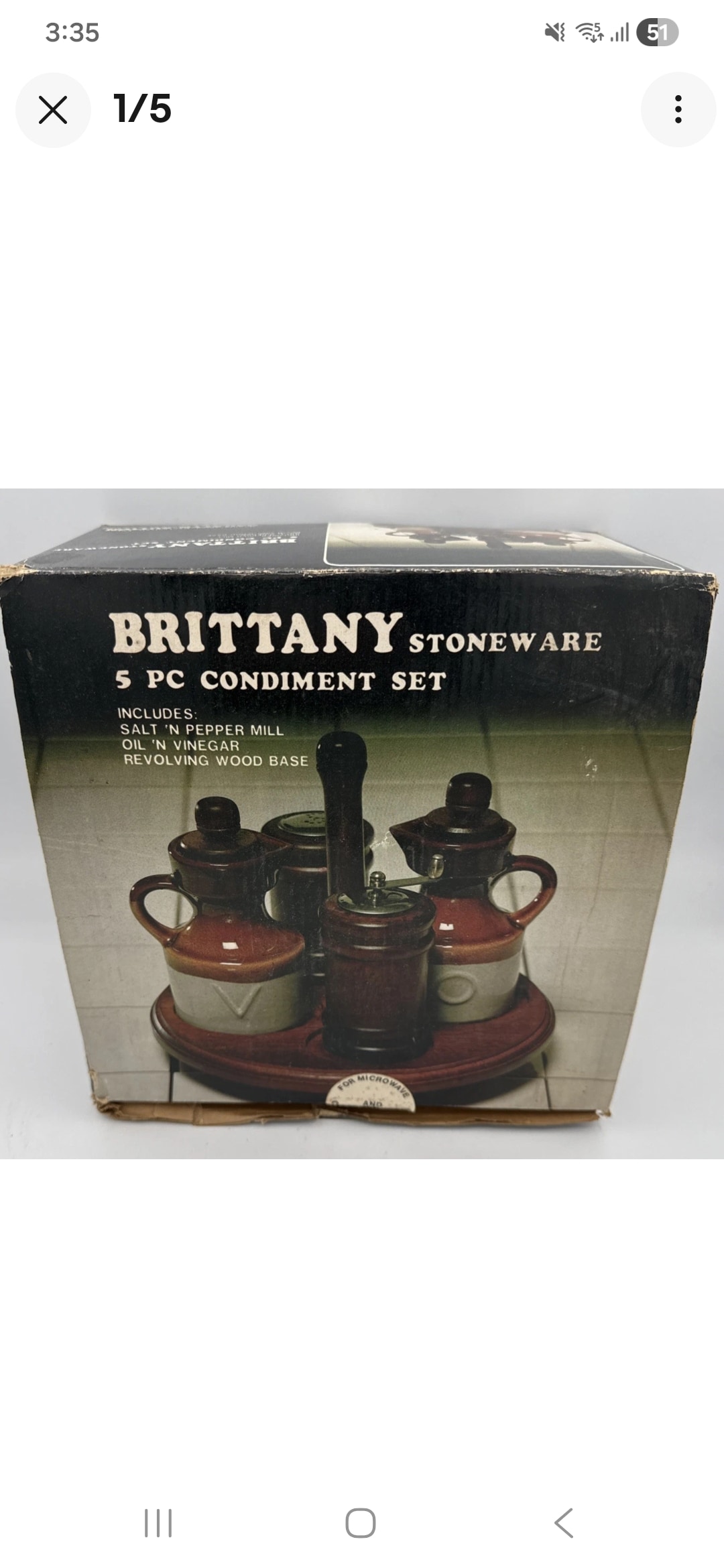 5 Piece Revolving Wooden Condiment Set Vinegar