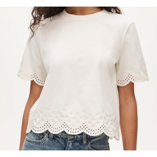 Premium weight relaxed scalloped T shirt