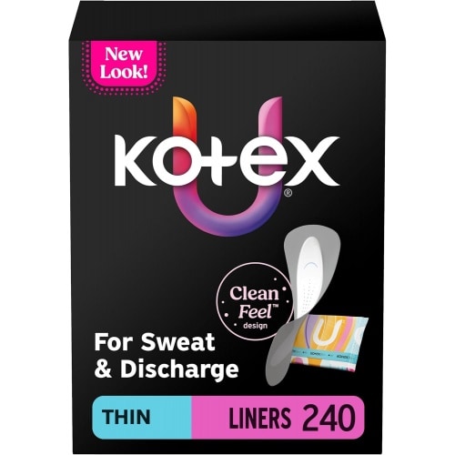 Kotex Daily Wrapped Liners, Light Absorbency, Thin, 240 Count (2 Packs of 120)(Packaging May Vary)