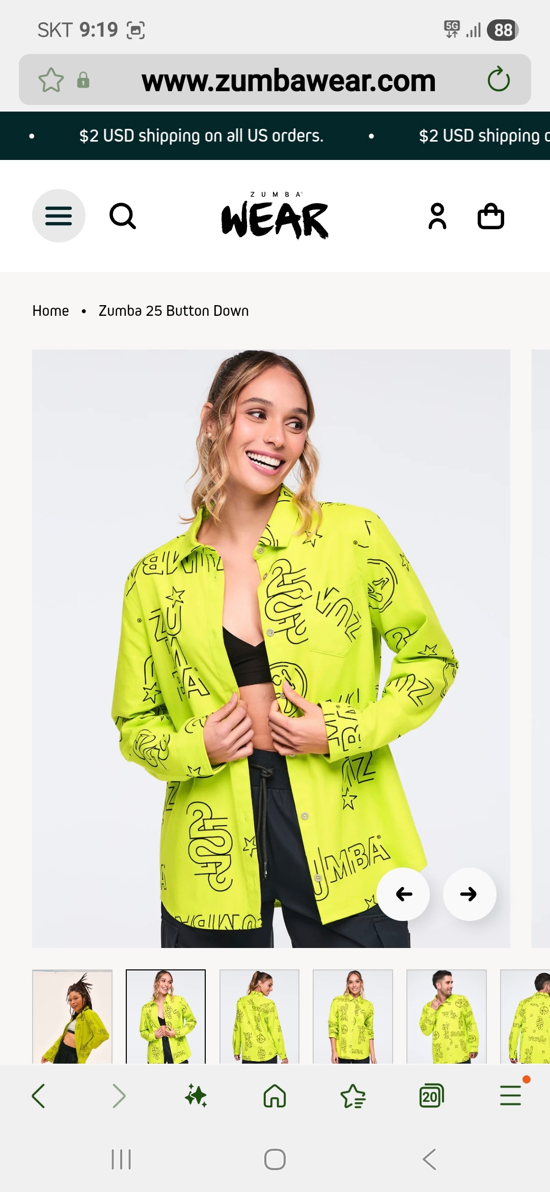 Zumba 25 button Down