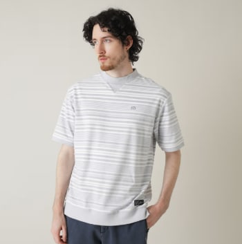 パイルボーダー 半袖モックネック(MENS)