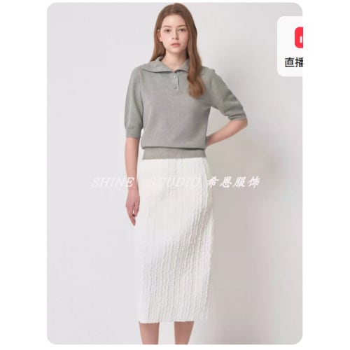 韩单MIN~潮流时尚大翻领针织POLO衫纯色套头卫衣短袖T恤KTO154WP [交易快照]