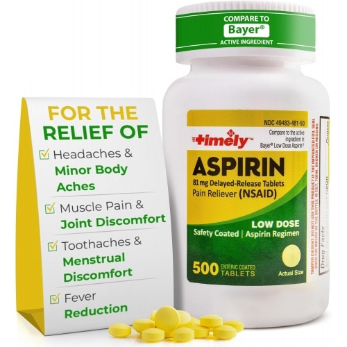 TIME-Cap Labs 500 Tablets Low Dose Aspirin 81mg