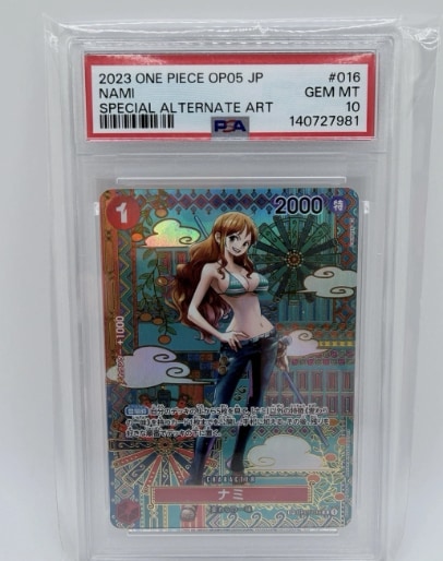 Bandai One Piece CCG OP05 Nami 016 Special Holo Alternate Art PSA 10 JP