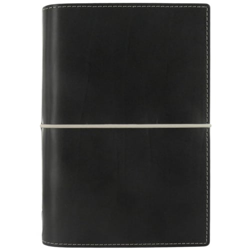 Filofax ドミノ オーガナイザー パーソナルサイズ ブラック - レザールック コントラストステッチ 6つのリング 週間表示インサート 多言語対応 (C027802)