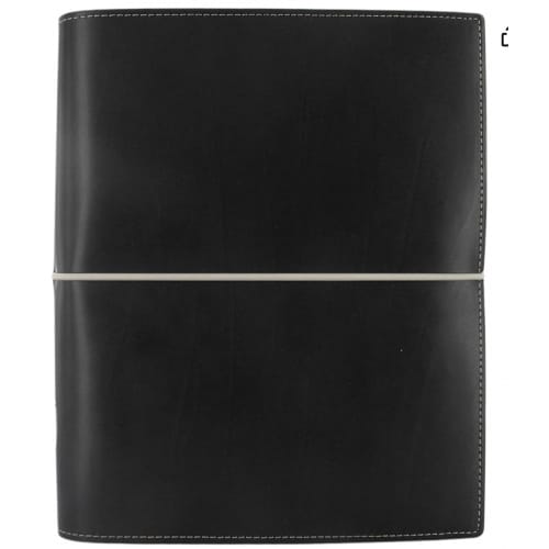 Filofax ドミノオーガナイザー A5サイズ ブラック - レザールック コントラストステッチ 6つのリング 週間表示インサート 多言語対応 (C027868)