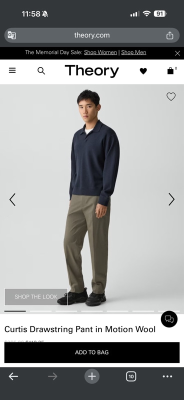 Curtis Drawstring Pant in Motion Wool