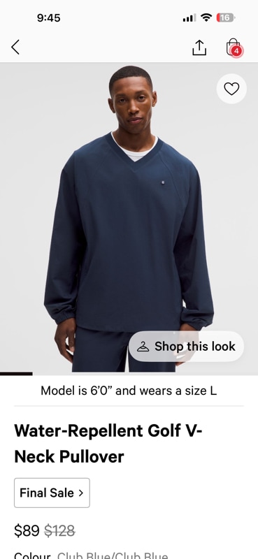Water-Repellent Golf V-Neck Pullover