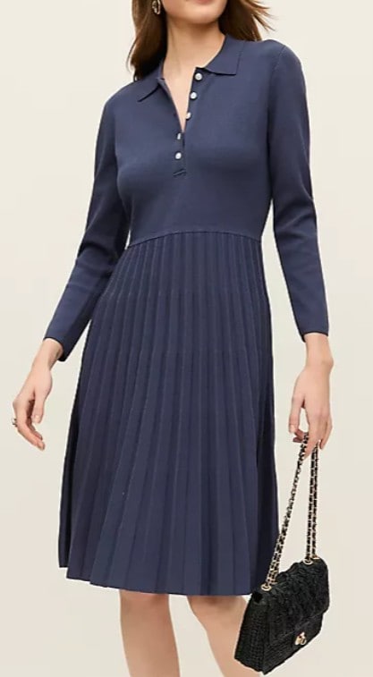 Pleated Polo Midi Dress