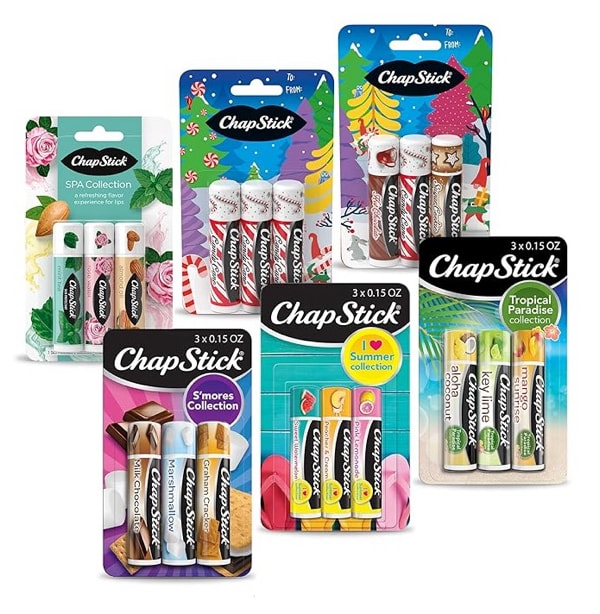 ChapStick Fan Favorites Multi-Pack Flavored Lip Balm Tubes Fan Favs - 0.15 Oz (Box of 6 Packs of 3), 8 EA - 1 SET