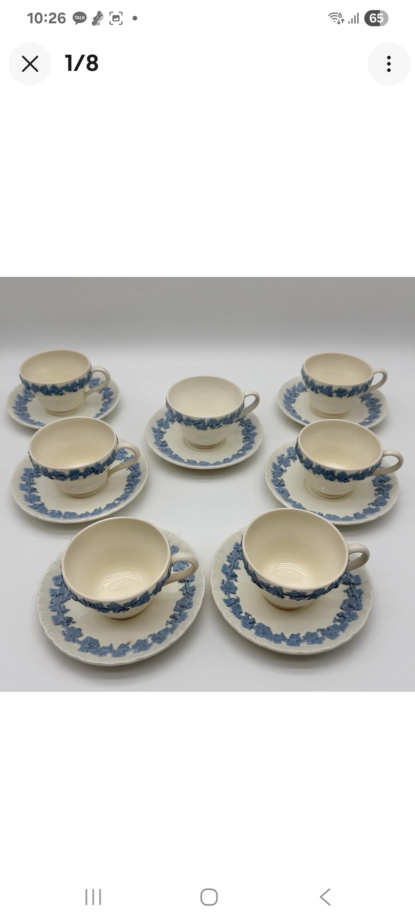Vintage Wedgwood Embossed Queensware Lavender On Cream 7 Cup  Saucer Sets cb