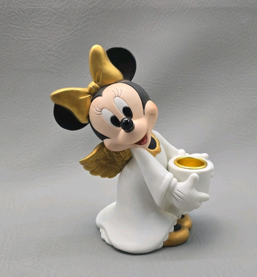 VTG Disney Christmas Minnie Mouse Angel Candlestick Holder Figurine