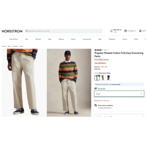 Prepster Pleated Cotton Twill Easy Drawstring Pants