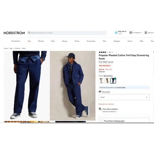 Prepster Pleated Cotton Twill Easy Drawstring Pants
