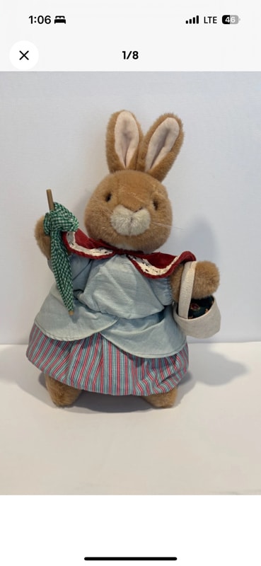 Vintage Beatrix Potter Peter Rabbit Mrs. Rabbit Plush 14 All Dressed Up