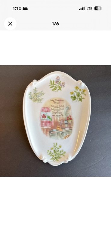 Vintage Cottage Decor My Mealtime Prayer Floral Plate Decorative Wall Plaque