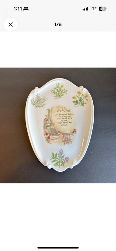 Vintage Cottage Decor My Kitchen Prayer White Plate Decorative Wall Plaque