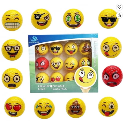 Lightahead USGolfer Set of 12 Unique Emoticon Fun Putting Practice Golf Balls