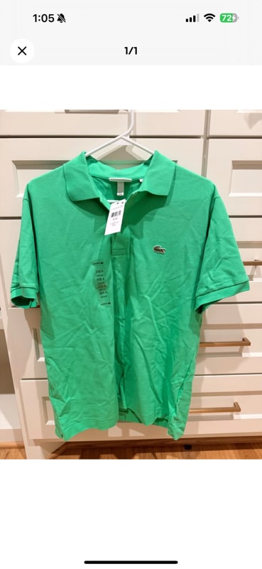 Lacoste Polo Shirt Men Size 4 Medium green Regular Fit Cotton
