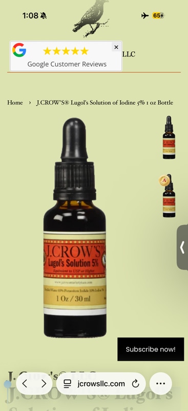 Lugols Solution of Iodine 5 percent