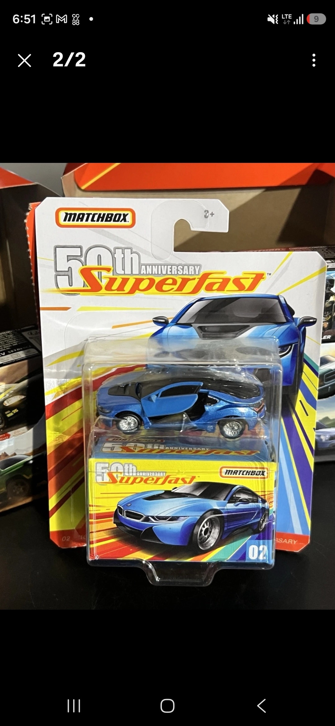 Matchbox 50th Anniversary Super Fast 02 16 BMW i8 in Blue
