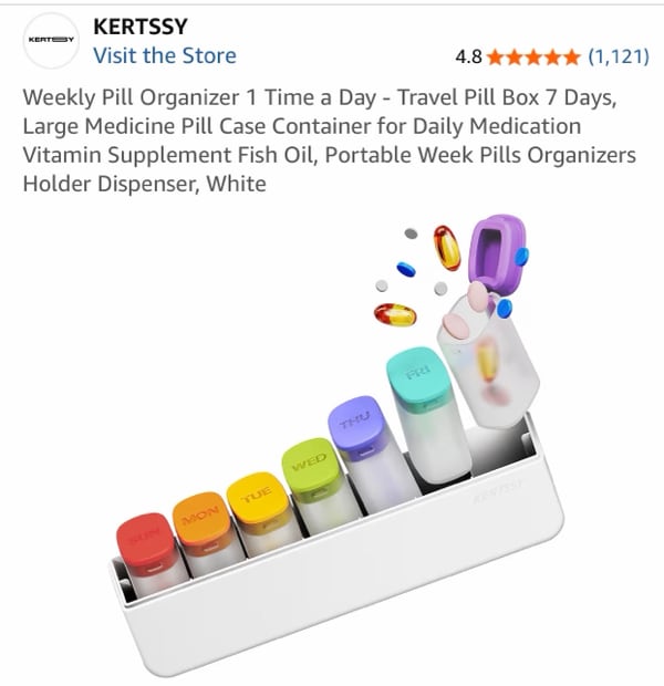 Weekly Pill Organizer 1 Time a Day - Travel Pill Box 7 Days